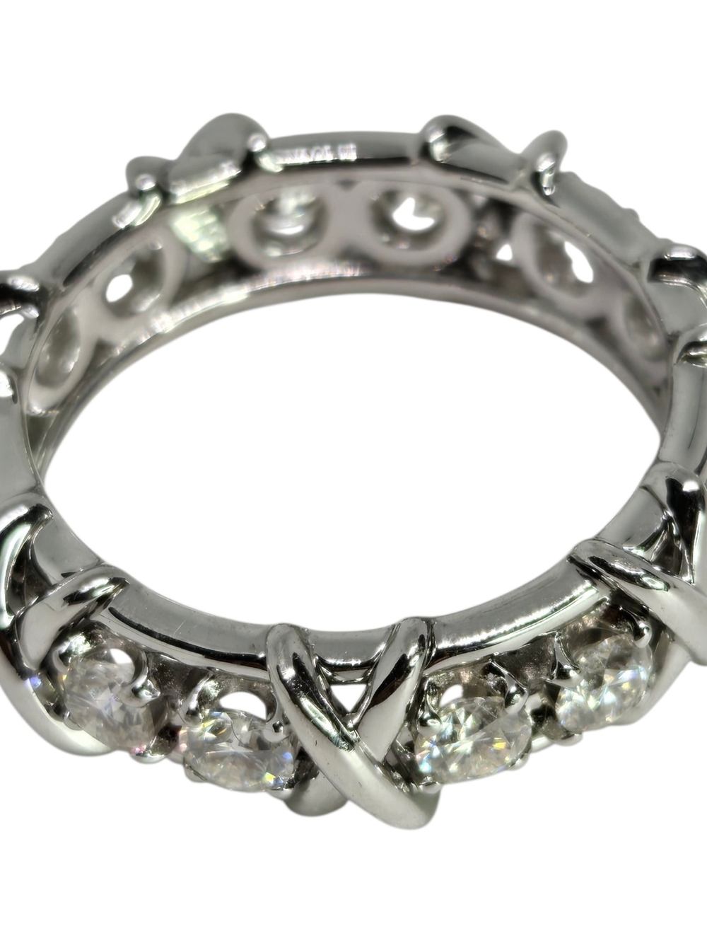 Genuine Diamond Cluster Ring 1.4 CTW Size 6.5 Sterling Silver 925 Eternity Band